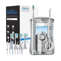 TORPYU 구강 세정기 워터 플러서 칫솔 콤보 600ml 전기 7개 제트 팁 4개 브러, Gray