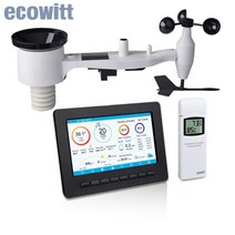 Ecowitt 와이파이 기상 관측소 대형 TFT 컬러 디스플레이 콘솔 태양열 발전 야외 센서 7 인치 HP2551, EU(한국호환가능)R 868MHz (UK Plug)