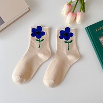 여성용 일본 스타일 캐주얼 카툰 플라워 캔디 컬러 양말 1 쌍 하라주쿠 카와이 통기성