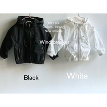 바람막이 후드 점퍼 아기 키즈 주니어 어린이 심플한 반목 화이트 블랙 간절기 봄 점퍼