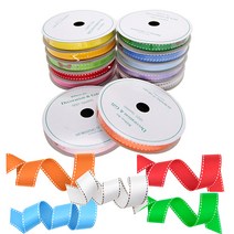 attizone 골직스티치 리본 3사이즈 13칼라 포장/데코리본, 골직스티치-25mm, 10. 분홍