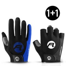 듀웨이 라이딩 글러브 장장갑(폰터치)+라이딩 글러브 반장갑 1+1, 블랙(M), 레드(M)