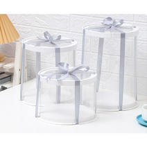 원형 케이크 투명 선물(밑받침대 리본포함) 포장 플라스틱 박스 상자 케이스 꽃선물상자