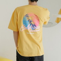 엠제이스타 5부티 오버핏 반팔티 야자수캘리포니아 남성 남자 여성 여자 반팔 티셔츠 26수 남녀공용 티셔츠 라운드 여름 면티 큰옷 레터링 프린트 나염 백프린팅 휴가