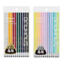 [홈앤스쿨] 모나미 바우하우스 연필 12본입 삼각 육각 지우개 HB B 2B, 삼각 지우개연필_클래식 (12본입)