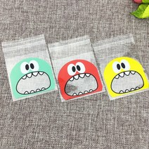 7번 opp선물포장지 빨간공룡 100매 크리스마스 선물포장 초콜릿 사탕 마카롱 opp접착봉투, 1세트