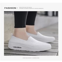 에어 쿠션 높이 증가 신발 비행 직조 통기성 캐주얼 신발 슬립 온 여성 신발