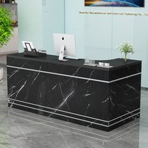 계산대 카운터 포스기 매장 인포 데스크 식당 서랍형 1200 프런트 사무용책상 맞춤형 슈퍼마켓 계산대 테이블 편의점 코너 상업용 밀크티 과일 뷰티 작고 단순하고 현대적인 바, 300x80x80cm, K.검은색 대리석  검은색 테이블 상판