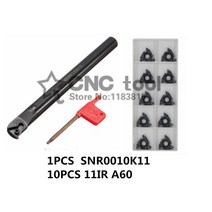 SNR0010K11 CNC 내부 나사 선반 공구 1pcs + 11 IR A60 피스 초경 인서트, 한개옵션0