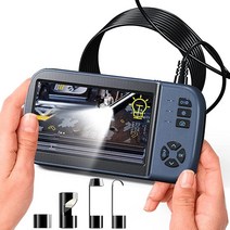 철근탐사기 산업용내시경 COBER 듀얼 렌즈 산업용 내시경 보어스코프 4.5인치 HD 스크린 스네이크 검사 카메라 7개의 LED 조명 16.4FT 반경질 탈착식 케이블 IP, 1 Detachable Cable