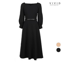 비비드시크릿가너 VIVID 퍼프 7부소매 벨티드 원피스