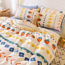 하마잡화점 여아이불 체크 무늬 침구 세트 귀여운 딸기 초등학생 주니어 자매 원룸 방꾸미기 집꾸미기