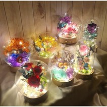 프리저브드 오르골 드라이플라워 유리돔 말린꽃 생일, 안나앤블루