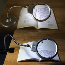 대경몰 2LED 대형 스탠드 자바라 확대경 집게 확대경 도면 돋보기 시력보호 글자확대 동전 자수 우표, 2LED-집게자바라-확대경