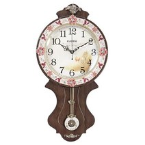 카파 P54 브라운 무소음 돔글라스 꽃장식 앤틱 추벽시계 H60cm, 단품