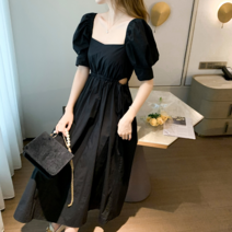 여름 프렌치 헨리넥 벌룬 원피스 여차 히든스커트 디자인 쁘띠 스커트