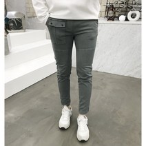 용된다 남자 언발포켓 절개 스판 밴딩 면바지