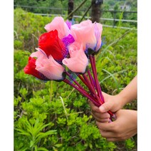 [한박자네] [4color] 장미 볼펜 조화 인테리어 소품 감사 선물 스승의날 어버이날, 핫핑크