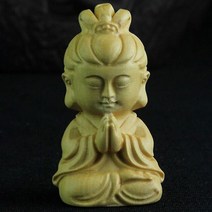 부처님 동상 나무 석가모니 회양목 공예 자동차 홈 인형 장식 작은 명상 스님 DIY 펜던트 만들기, 40mm x 20mm, 2