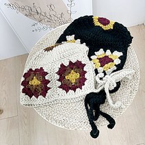 러블리 핸드 메이드 플라워 보넷 모자 겨울 턱끈 니트 여성