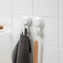 이케아 TISKEN 티스켄 흡착식 후크 2p 욕실 화장실 수건 걸이, 2개