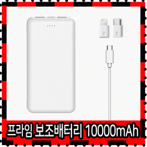 보조배터리 프라임보조배터리 10000보조배터리 C타입보조배터리 8핀보조배터리 5핀보조배터리, 프라임 보조배터리 10000mAh(2젠더)