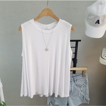 상상그이상 여성용 차르르 A라인 민소매 훌 플레어 나시 티셔츠 여름 슬리브리스 쿨링나시