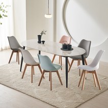 공간사이 르아 세라믹 타원 1800 6인의자 식탁 세트, 블랙 fo1064, 화이트3+그레이3