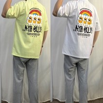 남녀공용 오버핏 귀여운 무지개 발포 반팔티 3color