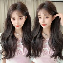 풍성한 웨이브 똑딱이 헤어피스 부분가발 여자가발, 45cm, 흑색