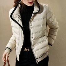 쩐쿠 가을 여성 경량 보온 집업 단추 숏 패딩 8514