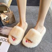 빅사이즈 가능 퍼 겨울 슬리퍼 여성슬리퍼, 아이보리_225mm, 피컴쿠팡 본상품선택