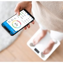 블루투스 디지털 체중계 스마트 체중계 체지방 수분 골격 근육 기초대사 신체나이 측정기, 화이트