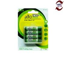ALLO 대용량 1100mAh AAA 충전지 건전지 장난감 도어락 리모컨, 1개, 4알
