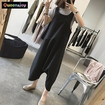 퀸앤조이 귀염핏 린넨 블랙 멜빵 점프수트***판매자 SSK무역***