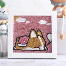 오꿈 보석십자수스티커 DIY 큐빅자수키트, B 액자형, 16 웰시코기 (15cm) S006