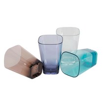 PC 투명 플라스틱 물컵 사각컵 업소용, 12온스(360ml)-1개