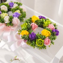 오후햇살비누장미리스 26cmP 조화 꽃 리스 벽 장식 홈 인테리어 소품 FMWGFT, 옐로우A