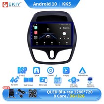 EKIY KK5 QLED 안드로이드 자동차 라디오 쉐보레 스파크 비트용 2015 2018 멀티미디어 비디오 플레이어 자동 내비게이션 스테레오 GPS 2din DVD, 04 KK5 3G 32G