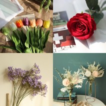 조화 꽃다발 꽃 인테리어 소품 꽃다발 튤립 장미 모란, 퍼플레드