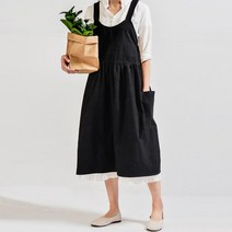 그녀의라이프앤 북유럽풍 감성 주방 앞치마 면 린넨 원피스 B형, 1매, 머스타드