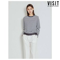 비지트인뉴욕 스트라이프 밑단 디테일 티셔츠_VYALTG2