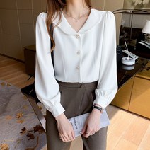 넷투넷코리아 여성 무지 기본 캐주얼 블라우스 심플 하객룩 셔츠
