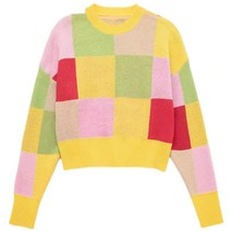 자라 ZARA 스타일 니트스웨터 여성 자카드 체크 배색 09598204