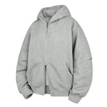 코드그라피 2-WAY 벌룬 실루엣 원턱 오버핏 후드 집업_그레이 BALOON SILHOUETTE ONE TUCK OVER-FIT HOOD ZIP UP_GREY