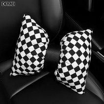 DFMEI.car cushion--방석 바둑판 격 심플 카매트 아이스 미끄럼 방지 싱글 싱글 방귀 매트 시트 커버, 사계절 블랙 체크 허리 쿠션, A0165
