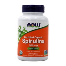 나우 푸드 오가닉 인증 스피루리나 500 mg 200 타블렛