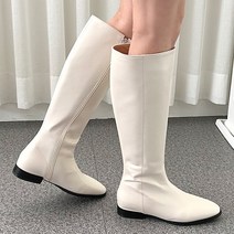 낮은굽 통넓은 편한 지퍼 캐쥬얼 롱부츠 230-255 블랙 아이보리 2cm