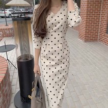 봄원피스 오피스룩 하객룩 롱원피스 여름 도트