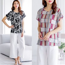 인견 패턴 반팔 블라우스/L~2XL/빅사이즈/루즈핏/엄마옷/100/간절기/여름원피스/데일리/임부복